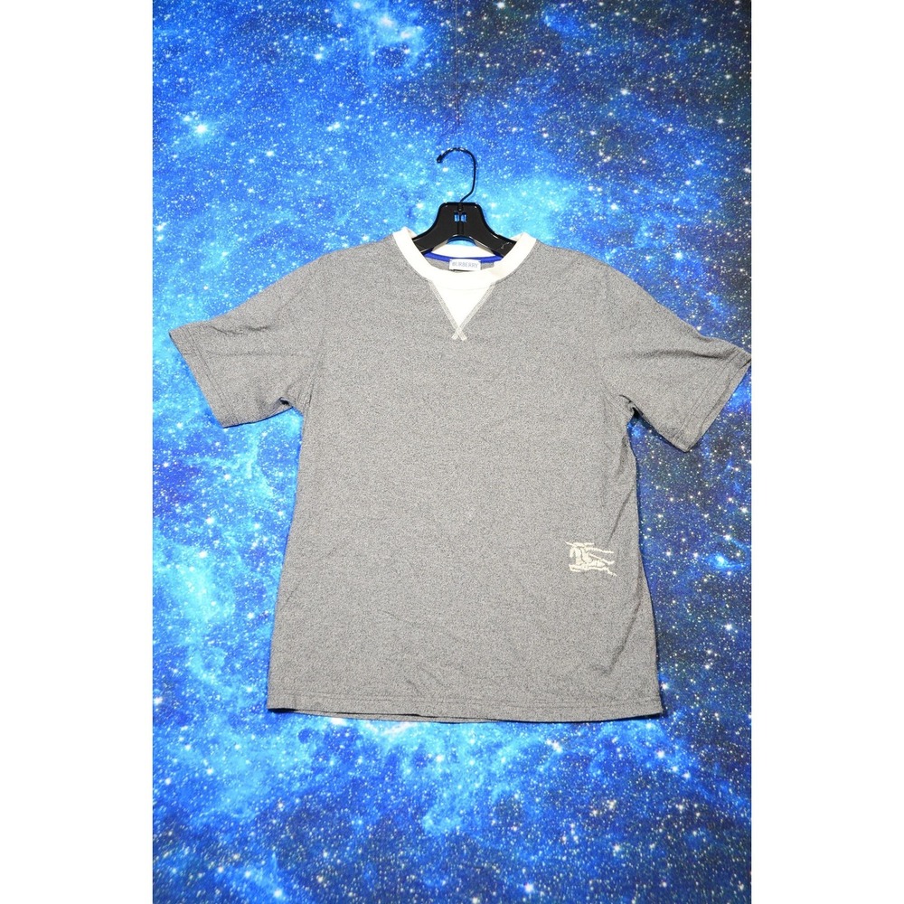 Burberry Shirt Kids 12 Gray Cotton Logo Crew Neck Short Sleeve Tee Top